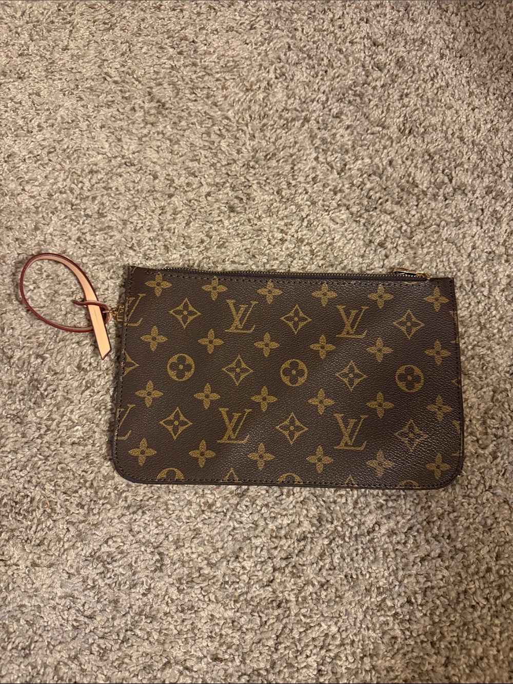 Louis Vuitton Monogram Wristlet in Brown and Tan